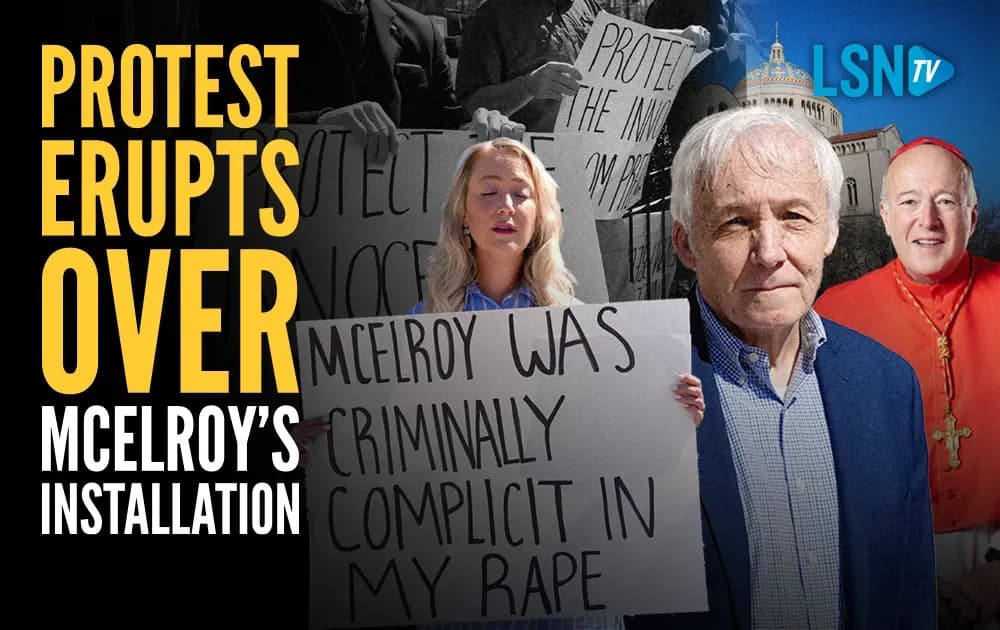 WATCH: Catholics protest Cardinal McElroy's installation in DC, alleged abuse cover-up