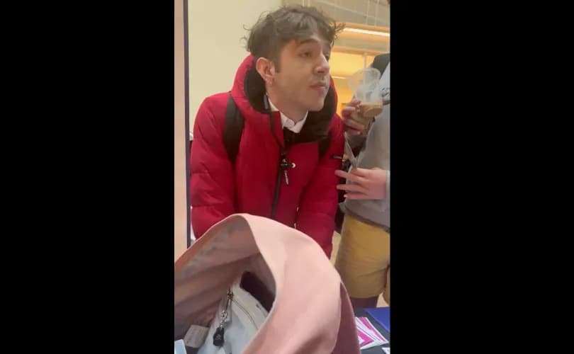 WATCH: Angry pro-abortion student hurls verbal abuse, destroys pro-life display at university