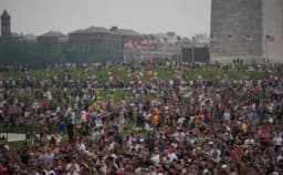 Thumbnail for Anti-Trump 'Refuse Fascism' march fizzles as 250k patriots rally behind US military in DC