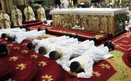 Thumbnail for PHOTO: Boy lies face down to mirror priests during their ordination
