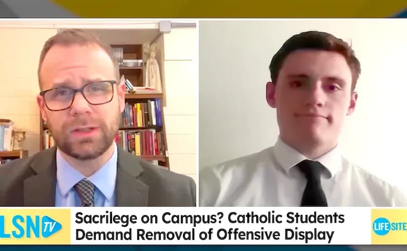 WATCH: Michigan student demands university remove blasphemous images mocking Our Lady